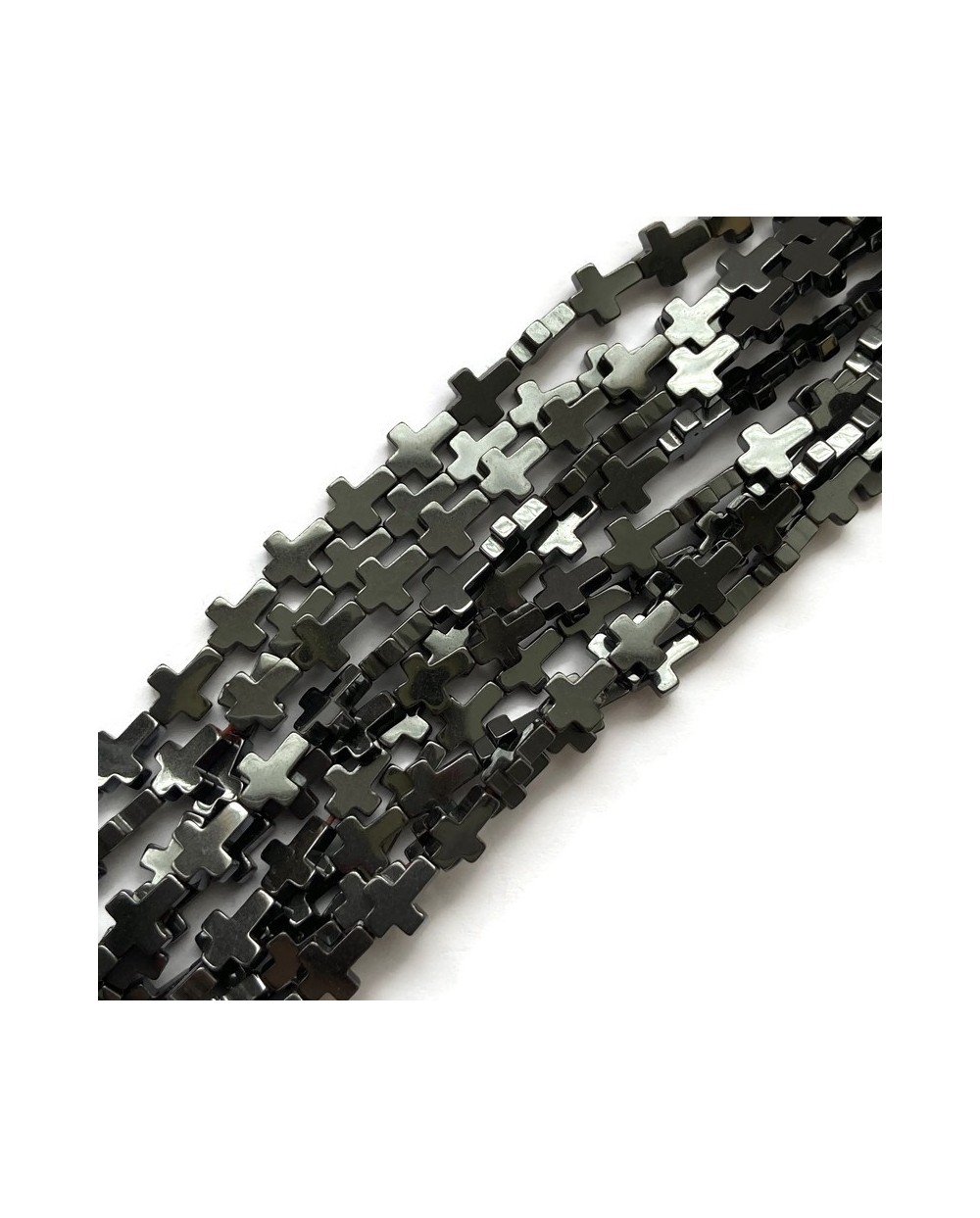 Hematyt krzyżyk gładki 8x6x2mm sznurek czarny