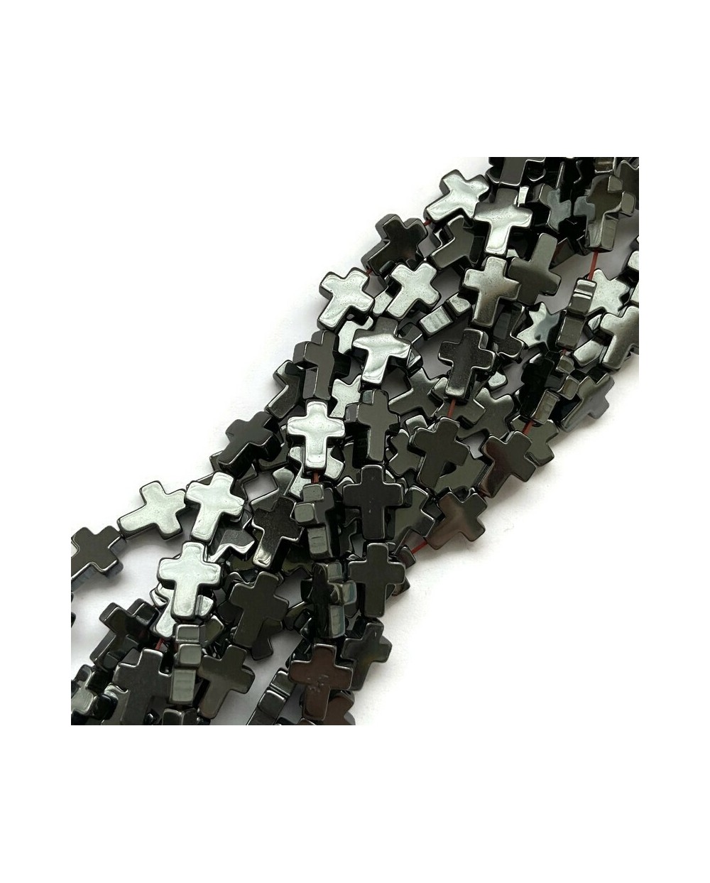 Hematyt krzyżyk gładki 10x8x3mm sznurek czarny