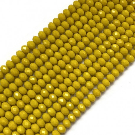 Szkło fasetowane oponka 8x6mm sznur żółty