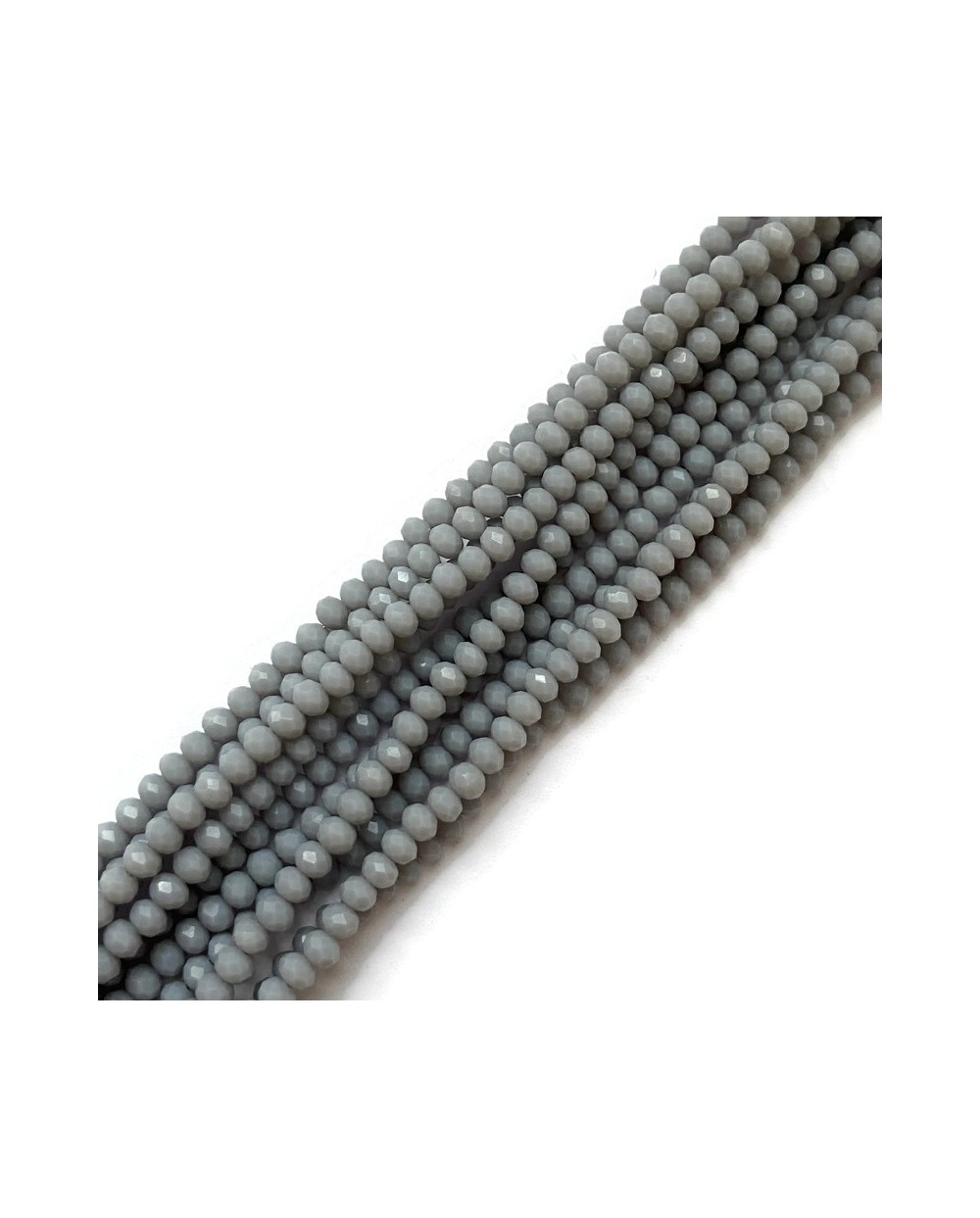 Szkło fasetowane oponka 4x3mm sznur szary