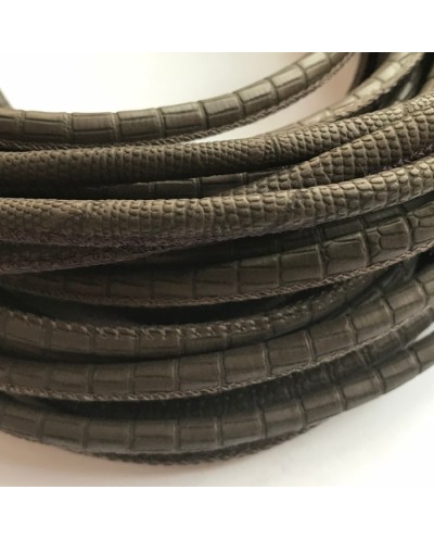 Rzemień szyty 6x7mm-wężowy brązowy
