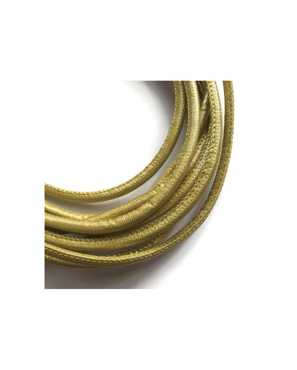 Rzemień szyty 6x7mm-w kropki żółty
