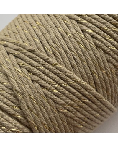 Sznurek Bawełniany Skręcany Makrama 3mm-200 m złota nitka beż