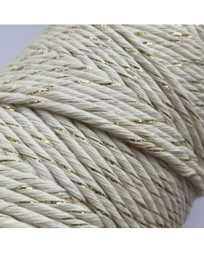 Sznurek Bawełniany Skręcany Makrama 3mm-200 m złota nitka naturalny