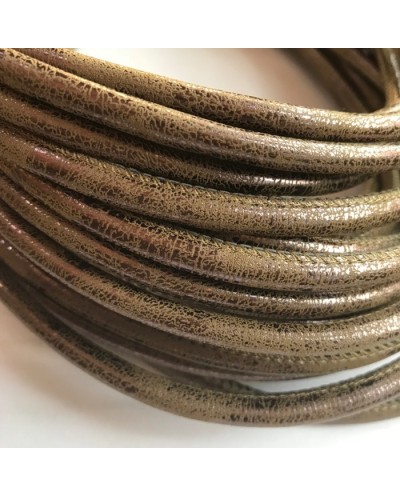 Rzemień szyty 6x7mm-przecierany ciemny brąz