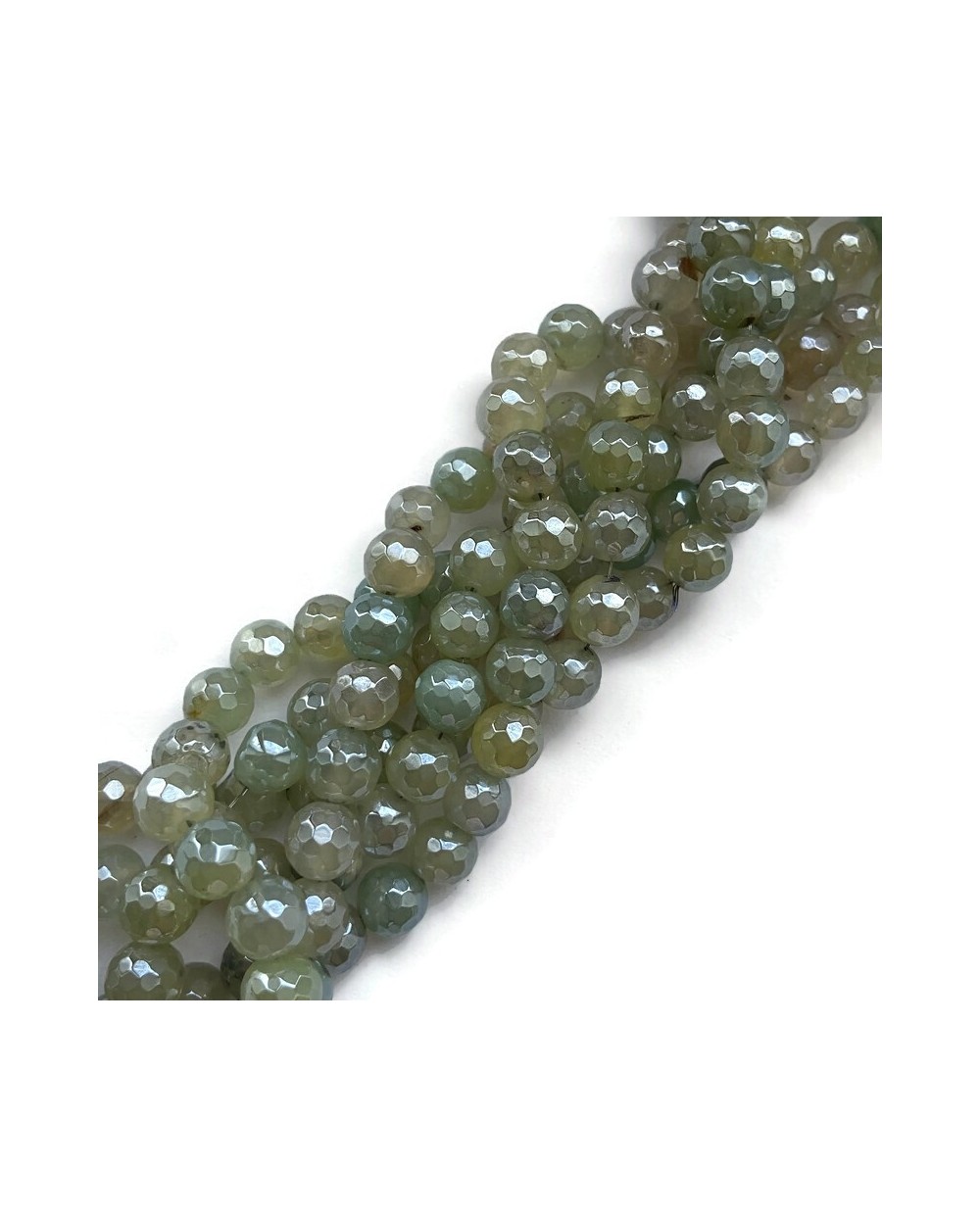Agat kulka fasetowana platerowana 8.5x7~8mm mix zielony