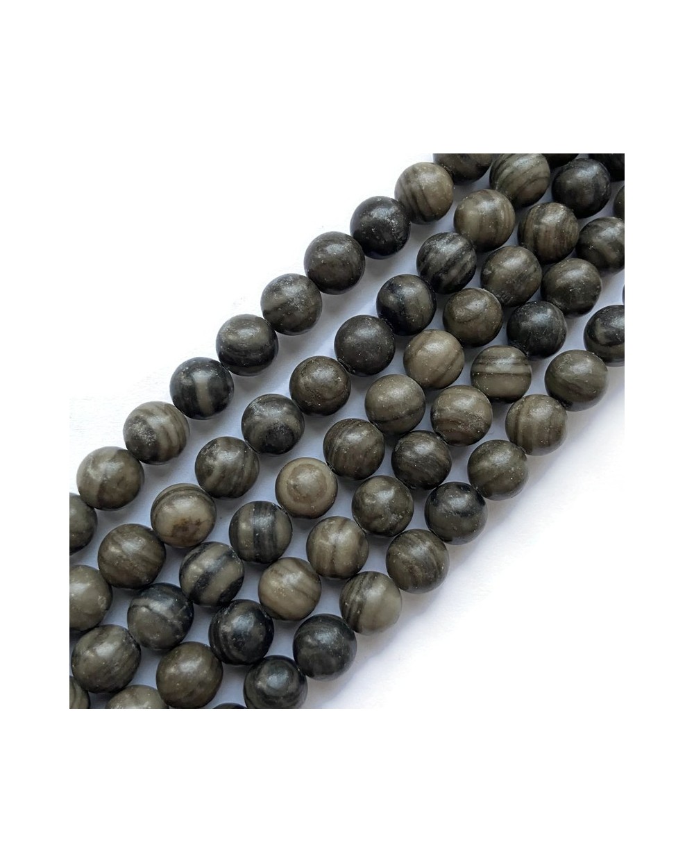 Skamieniałe drewno kulka 8mm brąz mix sznurek