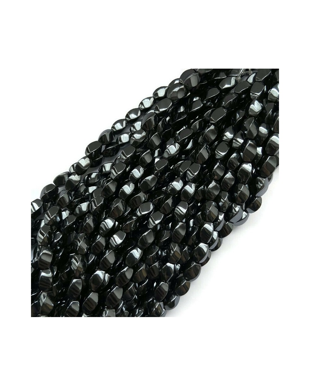 Hematyt twist 8x5mm czarny sznurek