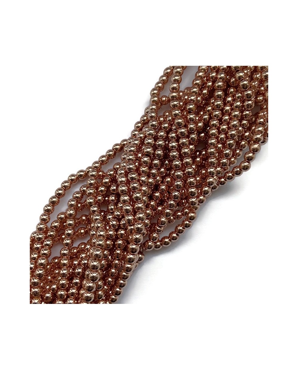 Hematyt kulka gładka 3mm rose gold sznurek