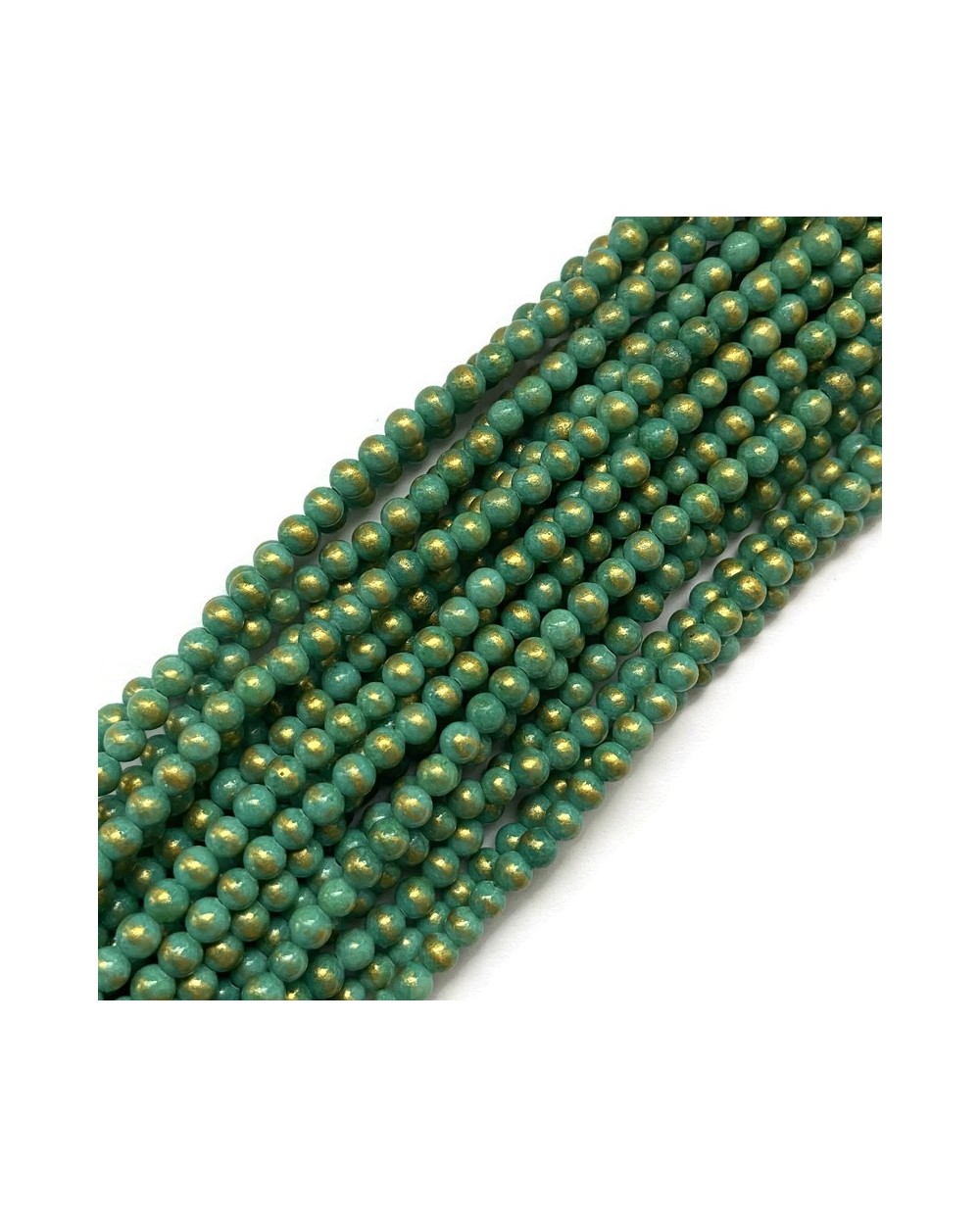 Jadeit turkus ze złotym kulka 4mm gładka