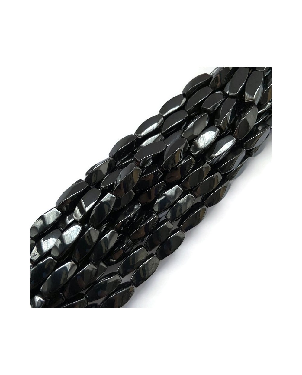 Hematyt twist 12x6mm czarny sznurek