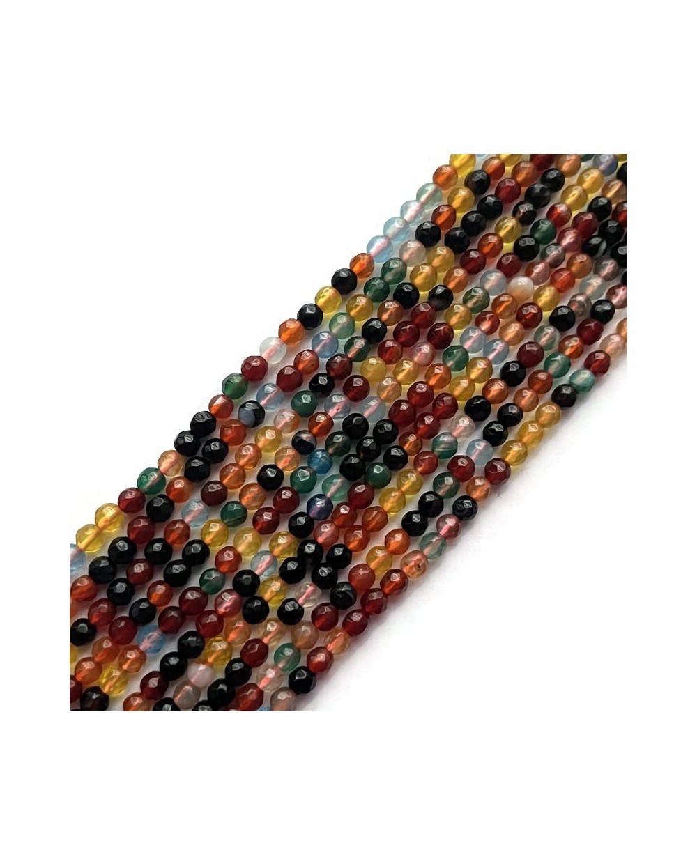 Agat kulka fasetowana 4mm sznurek mix