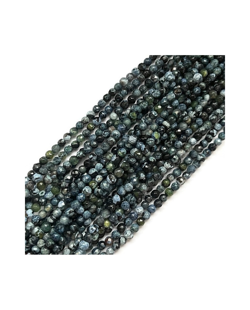 Agat kulka fasetowana 4mm sznurek zielony mix