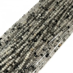 Jadeit oponka 4x3mm sznurek czarno-biały