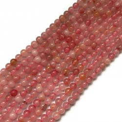Kwarc różowy kulka gładka 6mm sznurek