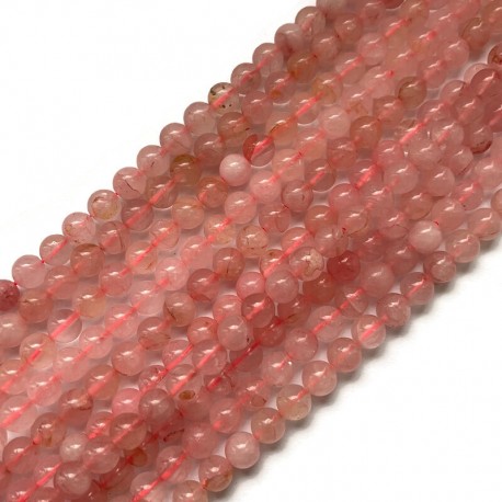 Kwarc różowy kulka gładka 8mm sznurek