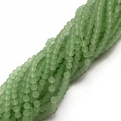 Szkło matowe kulka 4mm sznur jasno zielony