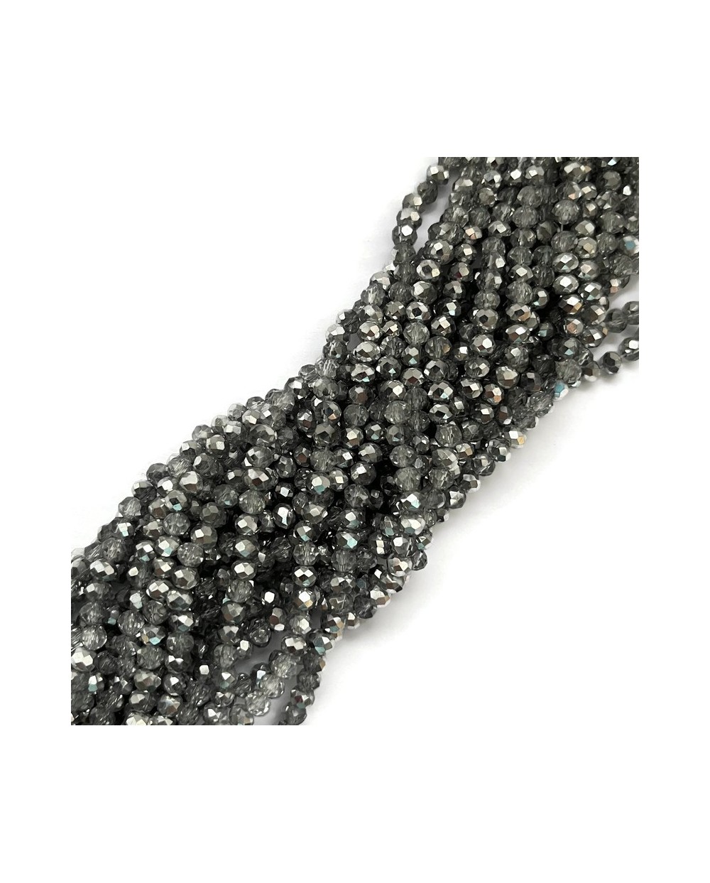 Szkło fasetowane oponka 4x3mm sznur srebrny mix