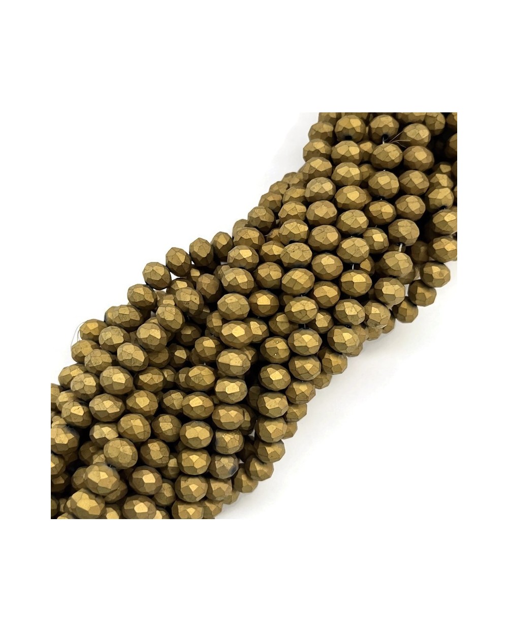 Szkło fasetowane oponka 8x6mm sznur mat złoty