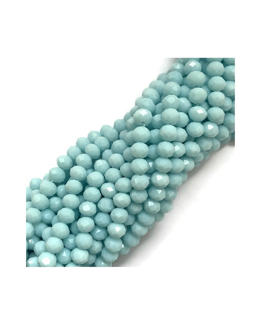 Szkło fasetowane oponka 8x6mm sznur miętowy