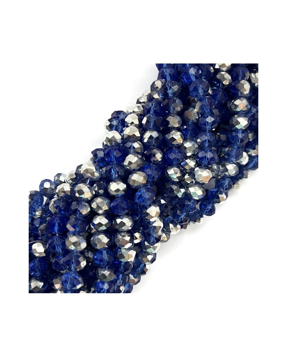 Szkło fasetowane oponka 8x6mm sznur granat mix