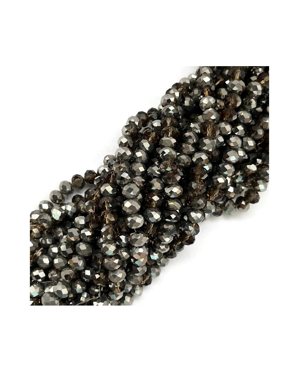 Szkło fasetowane oponka 8x6mm sznur srebrny mix