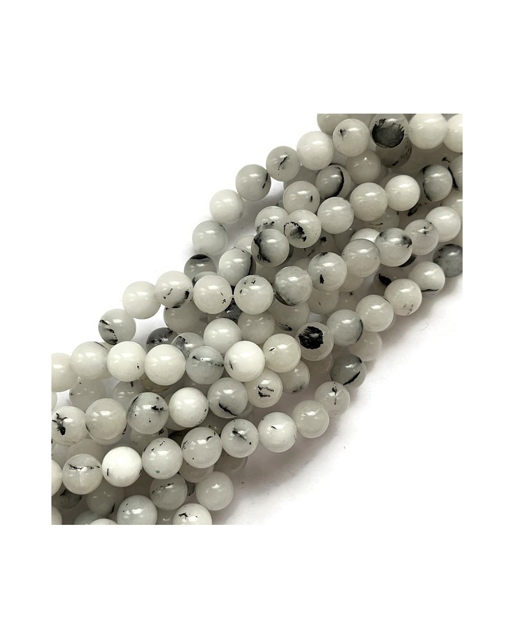 Jadeit kulka gładka 10mm mix biały