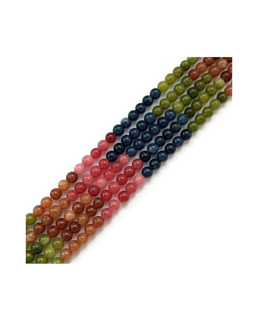 Kwarc kulka gładka 6-6,5mm sznurek mix