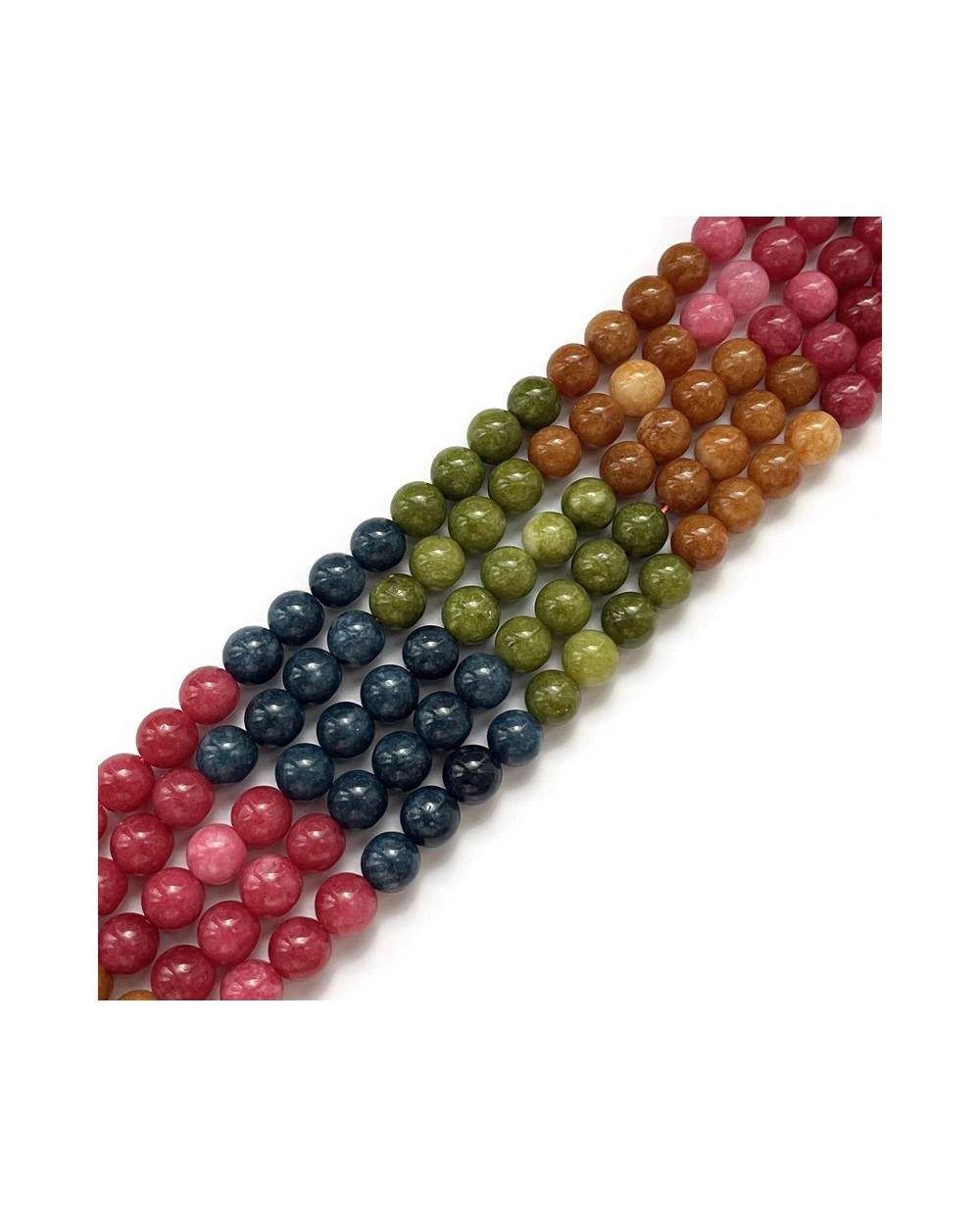 Kwarc kulka gładka 10-10,5mm sznurek mix