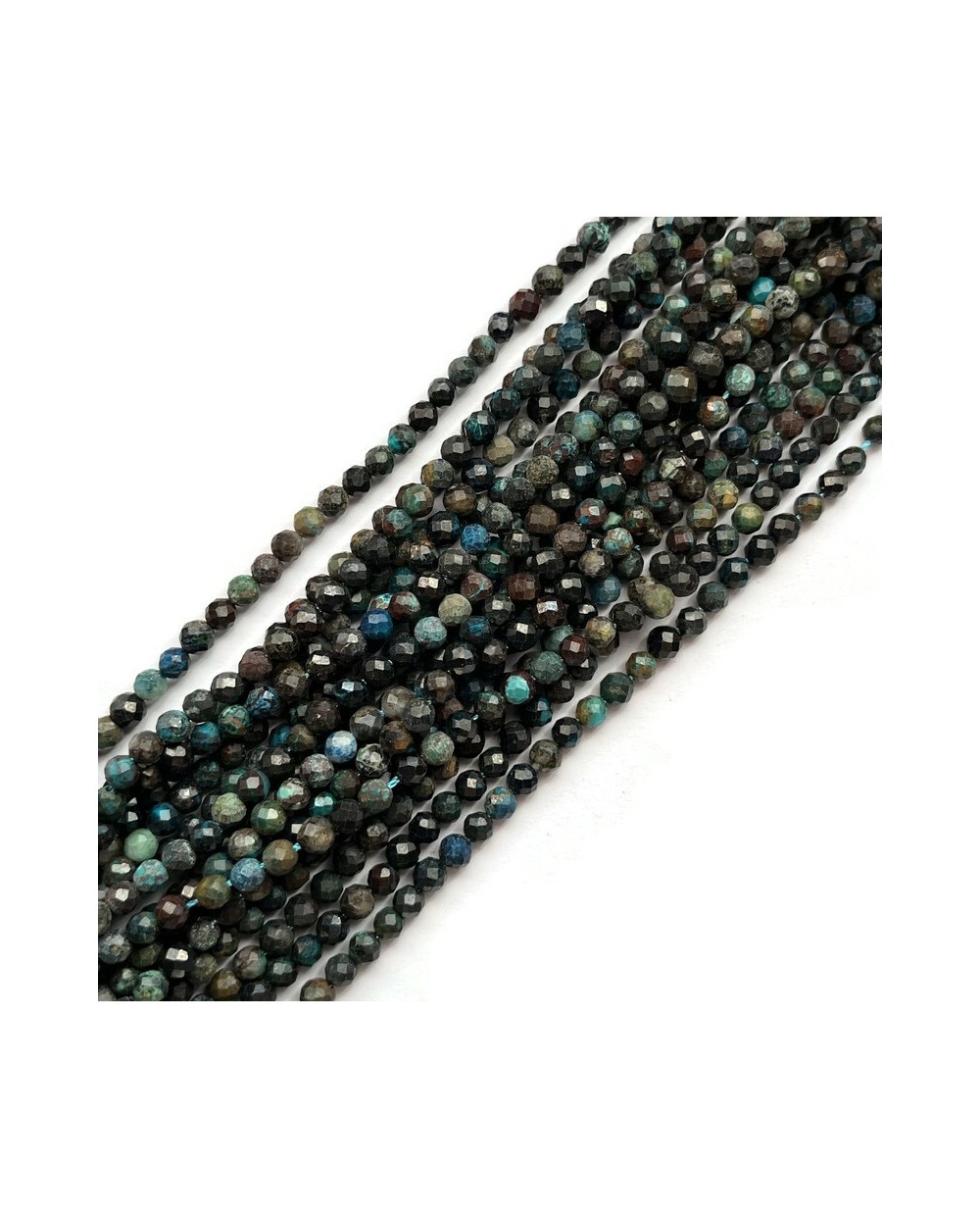 Chryzokola kulka fasetowana 4mm sznurek mix