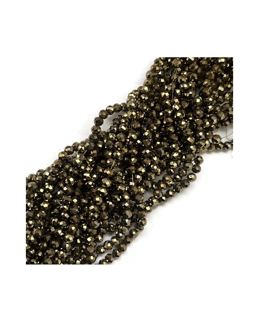 Hematyt kulka 4mm fasetowany pirytowy