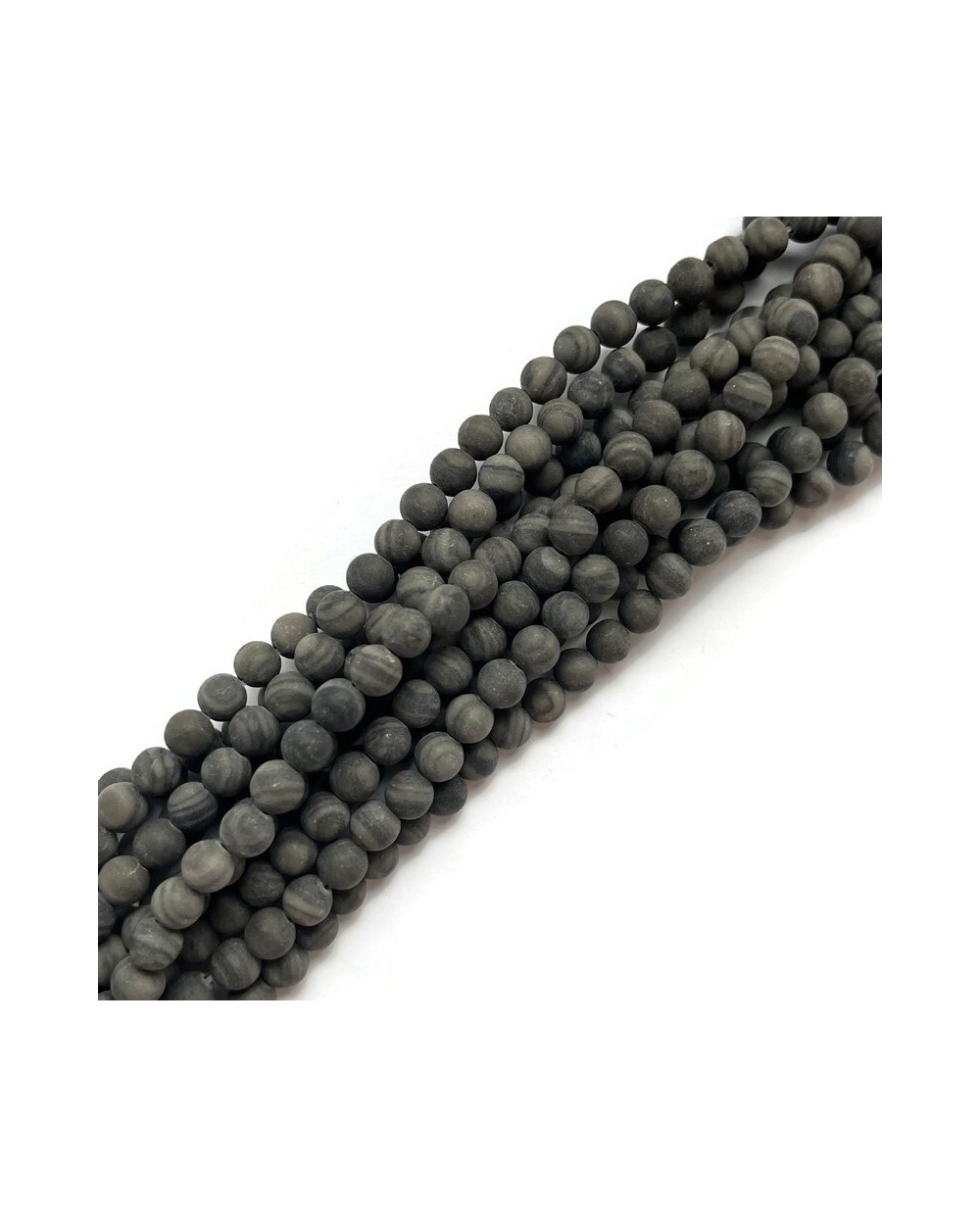 Skamieniałe drewno kulka matowa 6mm szary sznurek