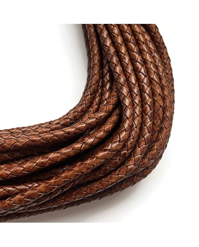 Rzemień naturalny pleciony 5mm - Antique Medium Brown