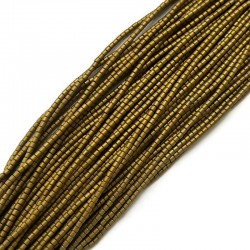 Hematyt wałek 2x2mm złoty matowy sznurek