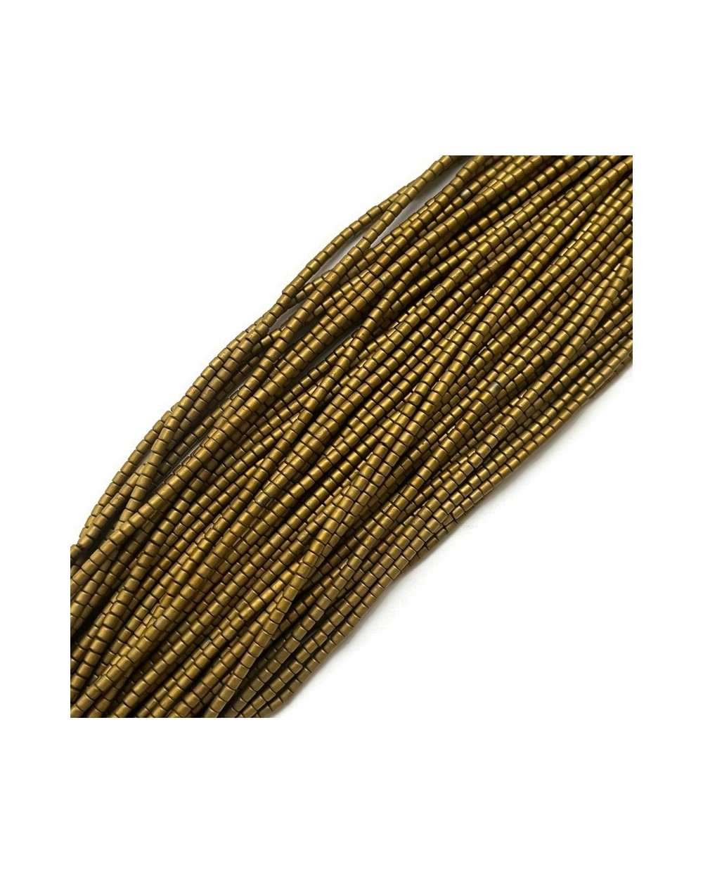Hematyt wałek 2x2mm złoty matowy sznurek