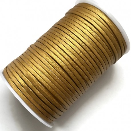 Rzemień naturalny Płaski 3x1mm Gold Metalic