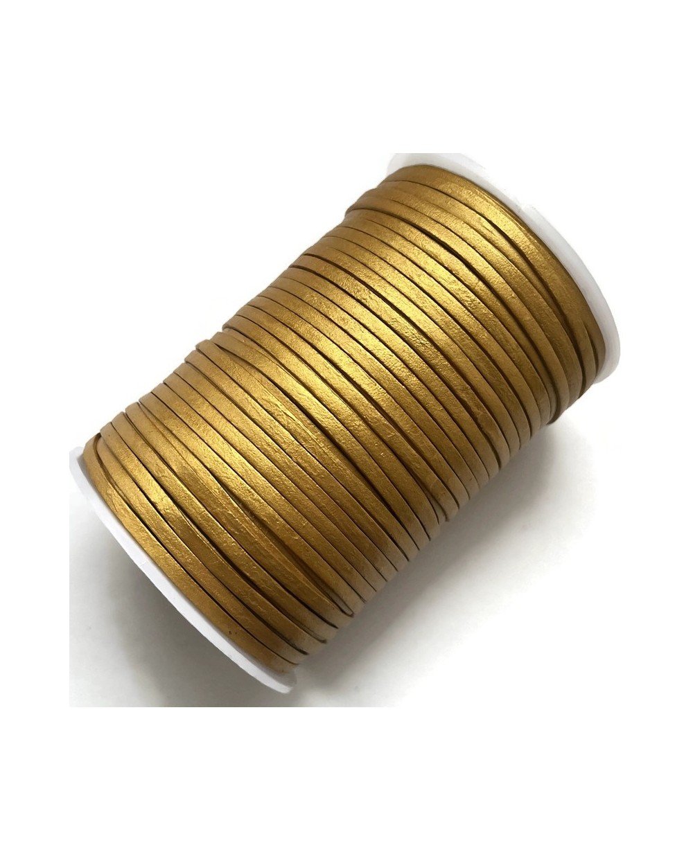Rzemień naturalny Płaski 3x1mm Gold Metalic