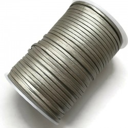 Rzemień naturalny Płaski 3x1mm Silver Metalic
