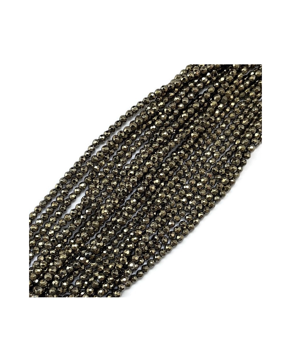 Hematyt kulka 3mm fasetowany pirytowy
