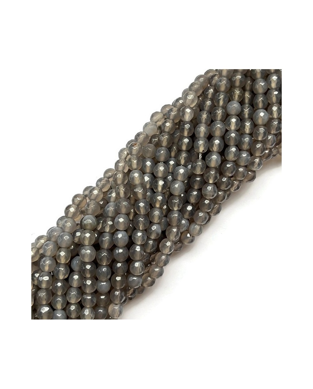 Agat kulka fasetowana 6mm sznurek mix szary