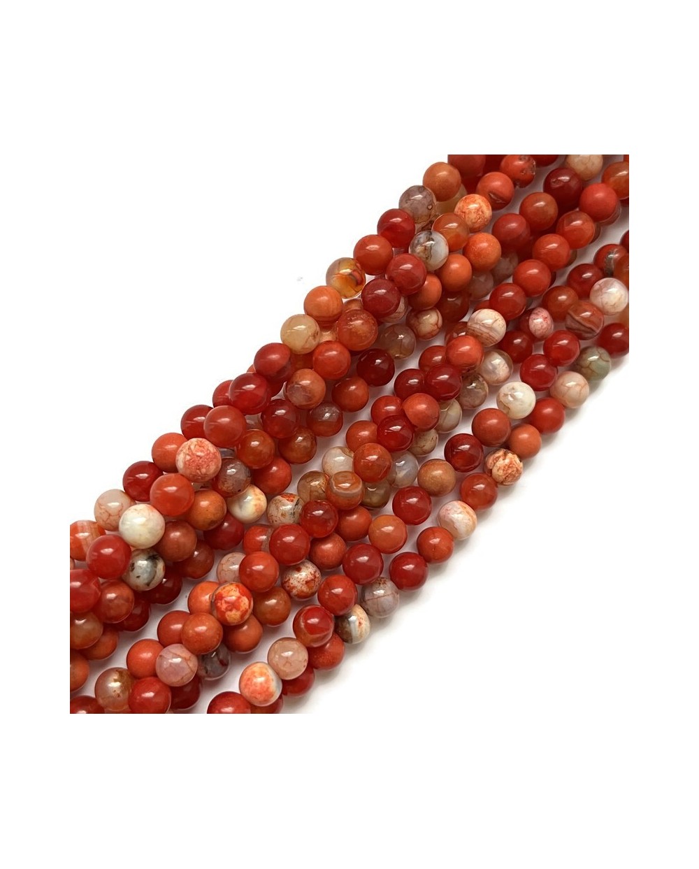 Agat kulka gładka 6mm sznurek mix pomarańcz