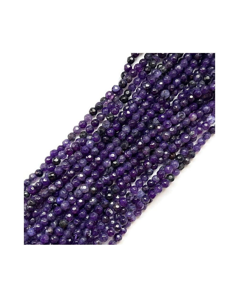 Agat kulka fasetowana 4mm fiolet