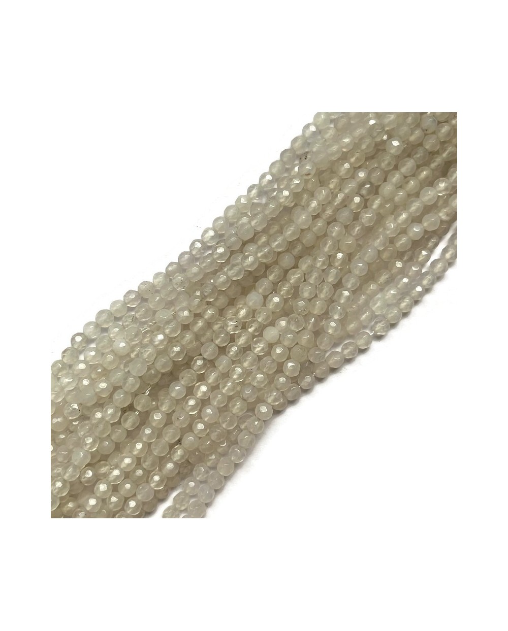 Agat kulka fasetowana 4mm biały