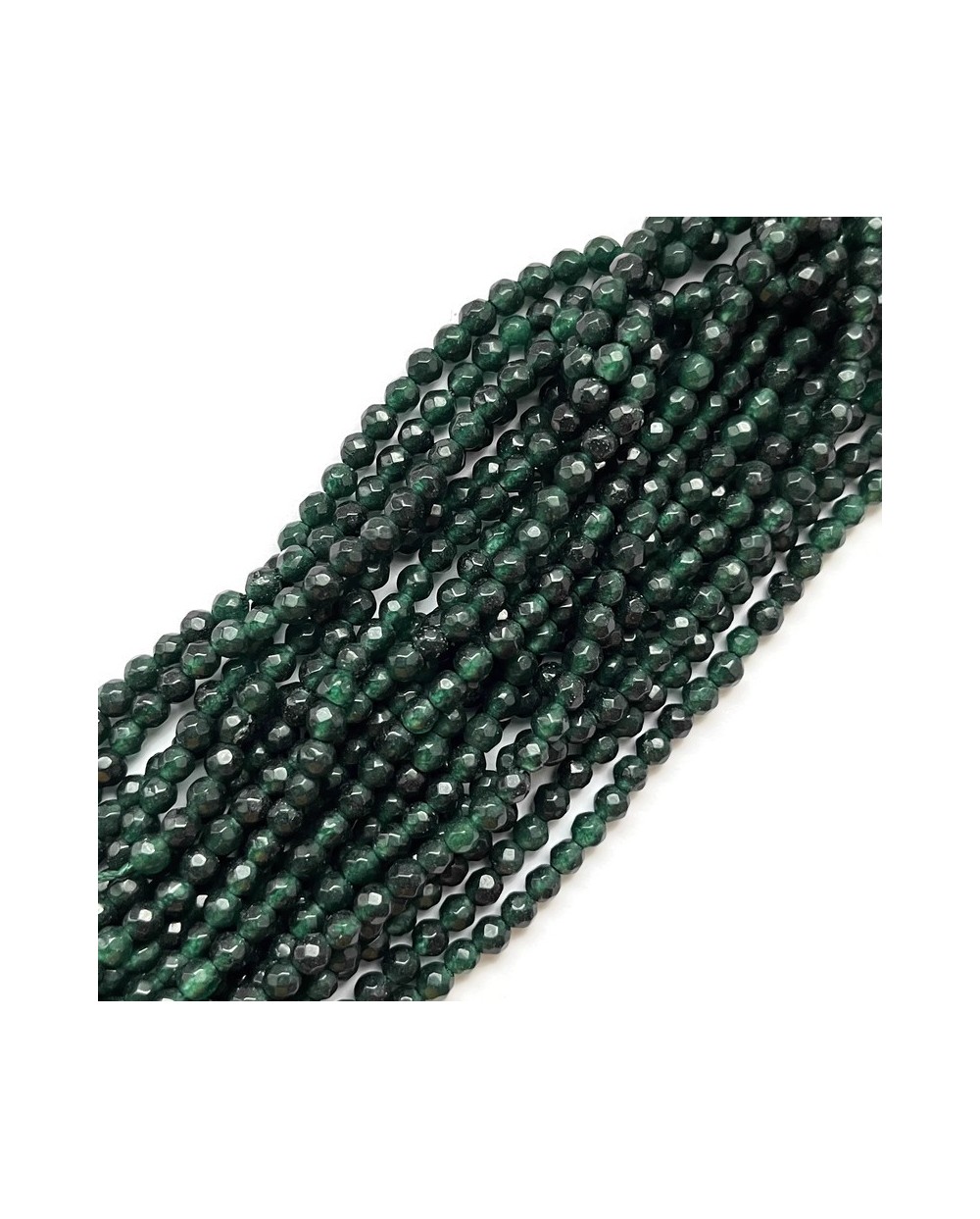 Agat kulka fasetowana 4mm ciemno zielony