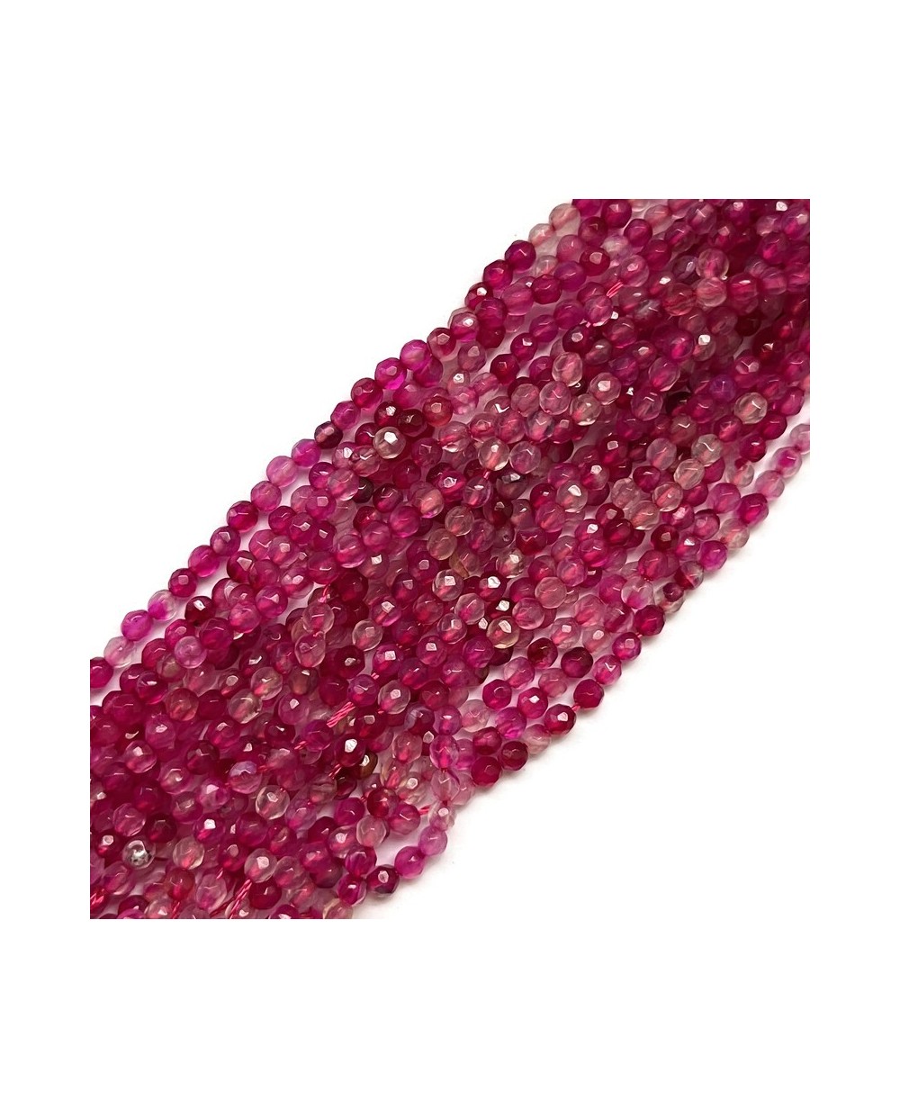 Agat kulka fasetowana 4mm róż