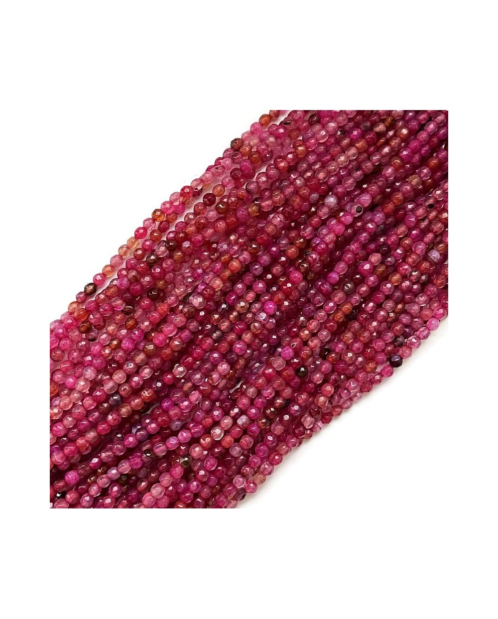 Agat kulka fasetowana 4mm róż