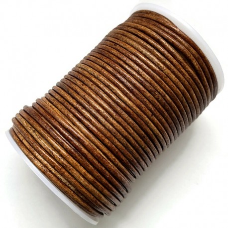 Rzemień naturalny okrągły 3mm - Antique Light Brown