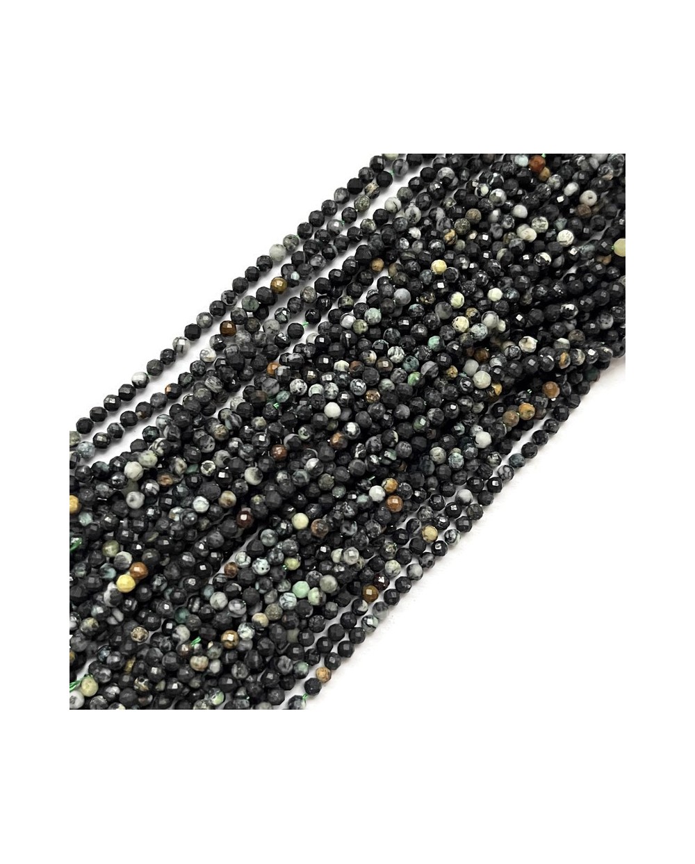 Jaspis kulka fasetowana ok 2,5mm sznurek mix czarny