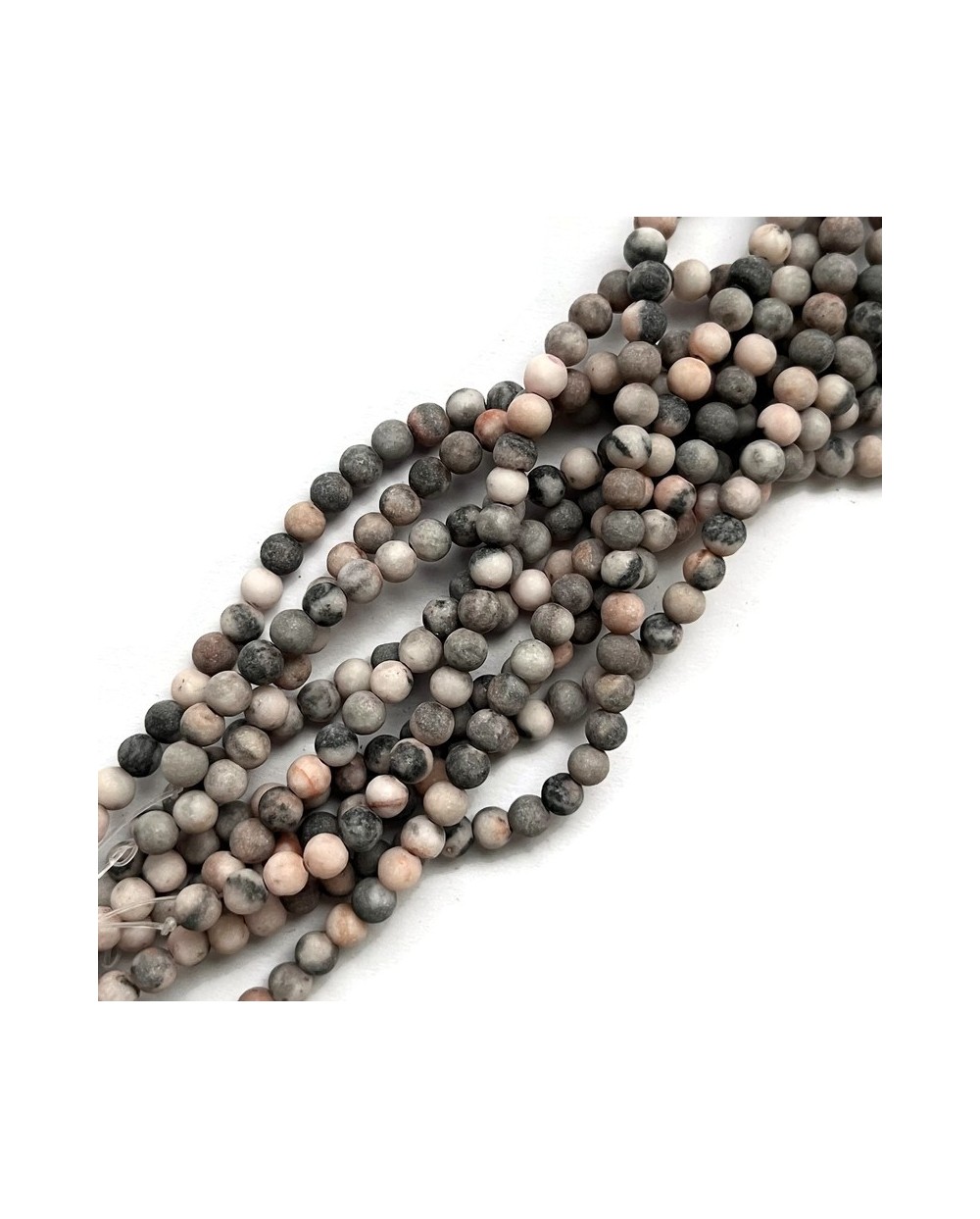 Jaspis kulka matowa 4mm mix różowy sznurek