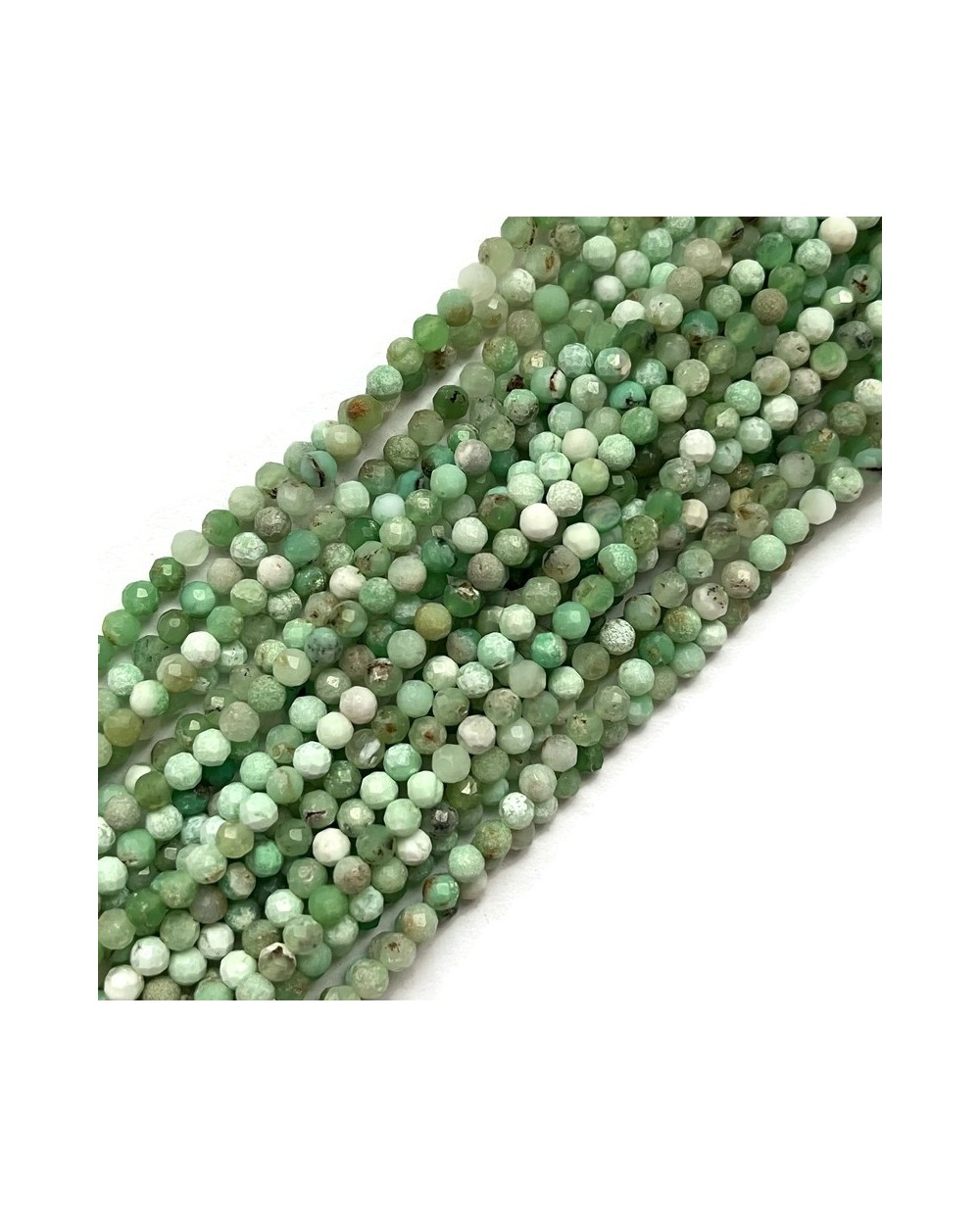 Chryzopraz kulka fasetowana ok 4mm sznurek
